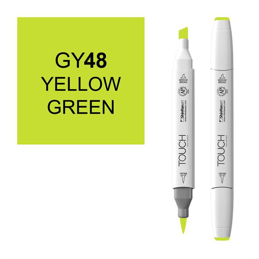изображение Маркер художественный touch brush shinhanart, 048 зелёно-жёлтый gy48