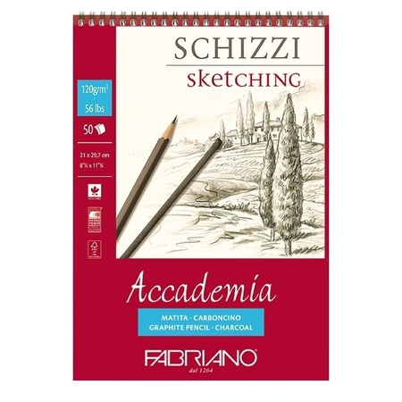 фото Блокнот для зарисовок fabriano accademia 120 г/м2 21x29,7 см мелкозернистая 50 листов спираль