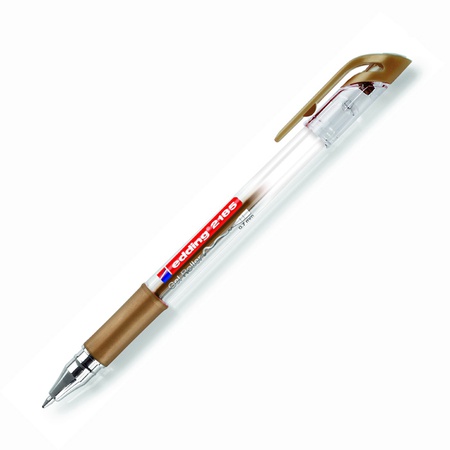 Ручка гелевая Edding 2185, 0.7 мм, медный металлик 55. Яркие гибридные пигментные чернила не выцветают и не смываются. Чернила обеспечивают мягкое пи…