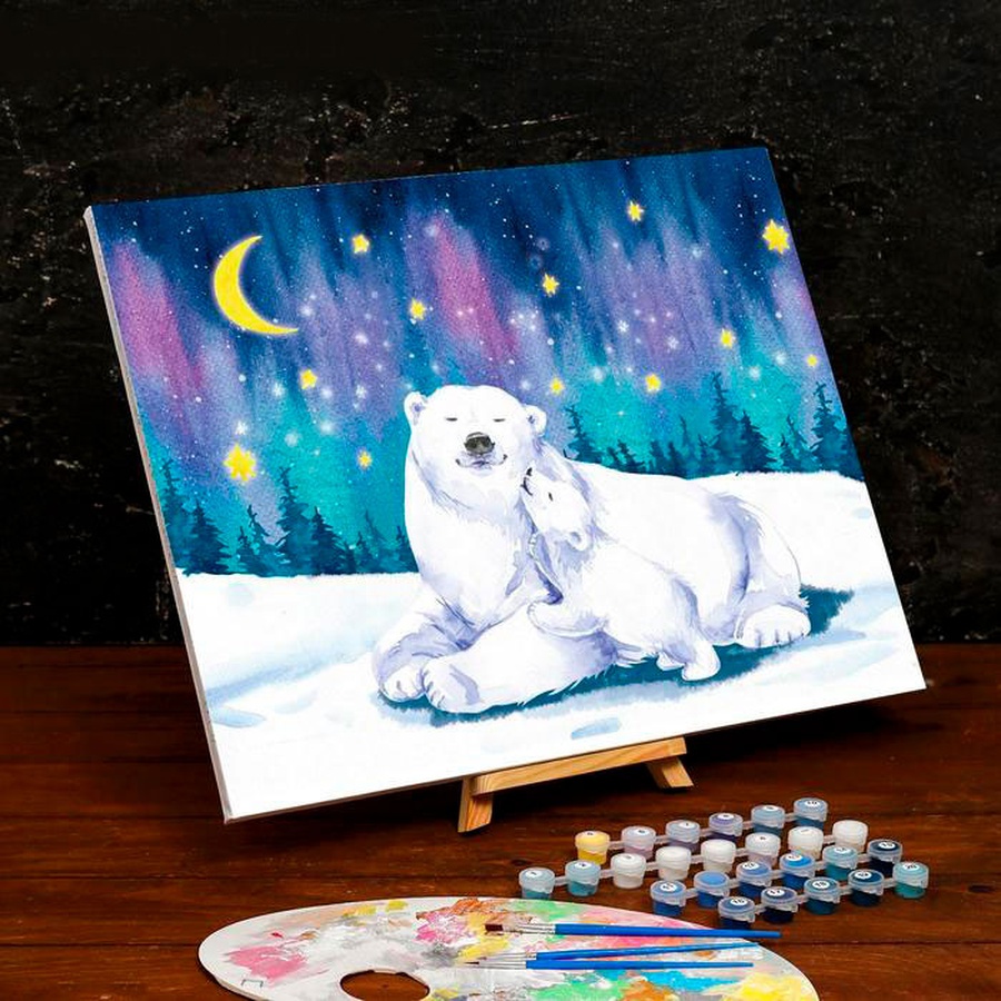 изображение Картина по номерам на холсте с подрамником полярные медведи, 40х50 см