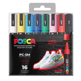 изображение Набор маркеров posca pc-5m стандартные цвета, 16 шт