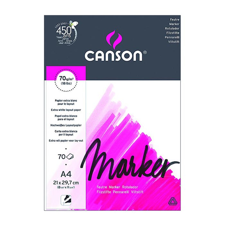 фотография Альбом-склейка для маркера canson marker layout 70 листов, формат а4, плотность 70 г/м2, экстра гладкая бумага