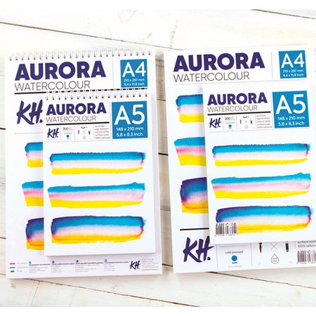фотография Альбом для акварели на спирали aurora cold 300гр/м, целлюлоза 100%, а4, 12л