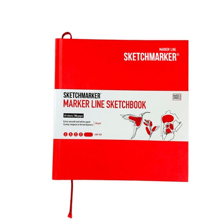 картинка Скетчбук sketchmarker marker line 160г/м2 163х163мм 48л тв.обложка, цв.светло-красный
