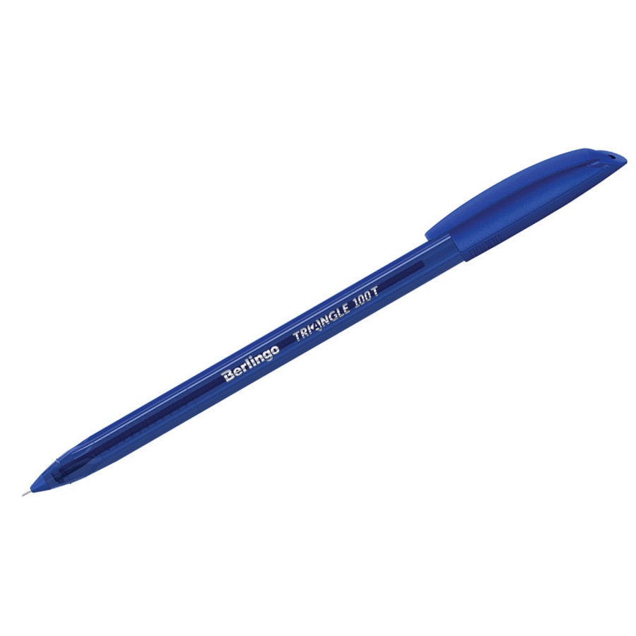 картинка Ручка шариковая berlingo triangle 100t синяя, 0,7 мм, трёхгранная, игольчатый стержень
