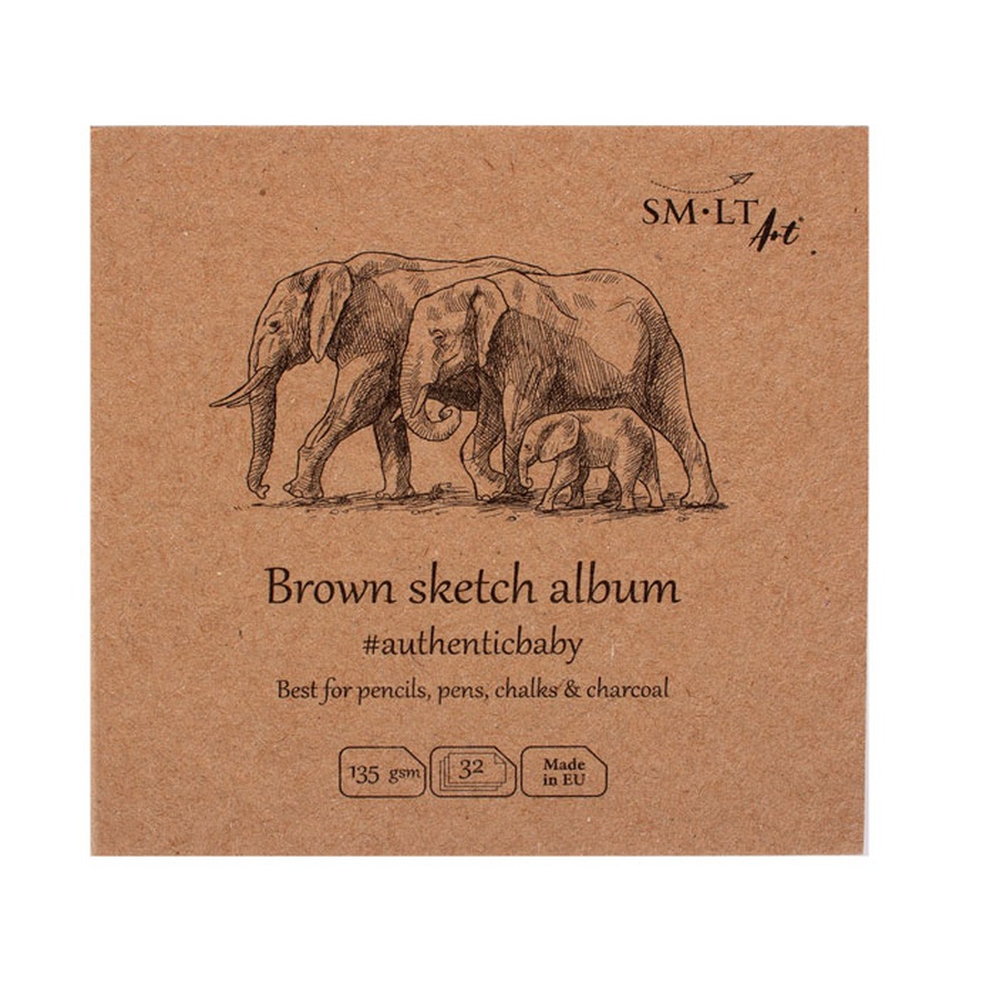 фотография Скетчбук smlt art authenticbaby brown 135г/м2, 9х9см, 32л