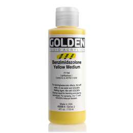 фотография Краска акриловая golden fluid, банка 118 мл, № 2008 бензимидазол жёлтый средний