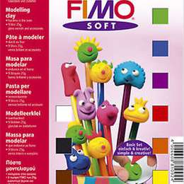 фотография Набор полимерной глины fimo soft 9 цветов по 25 г, лак и инструменты