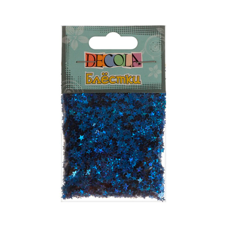 изображение Блёстки декоративные decola 0,3 мм, синий радужные звёзды