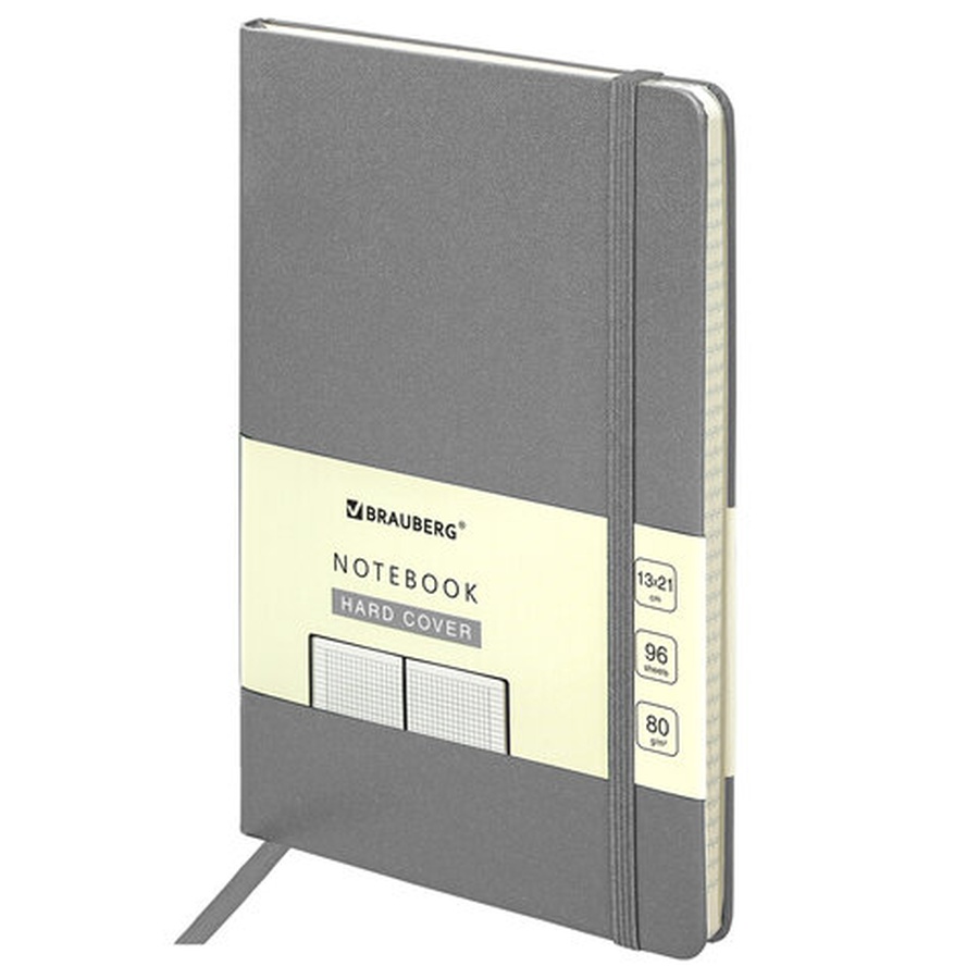 фото Блокнот а5 (130х210 мм), brauberg ultra, балакрон, 80 г/м2, 96 л., клетка, серый