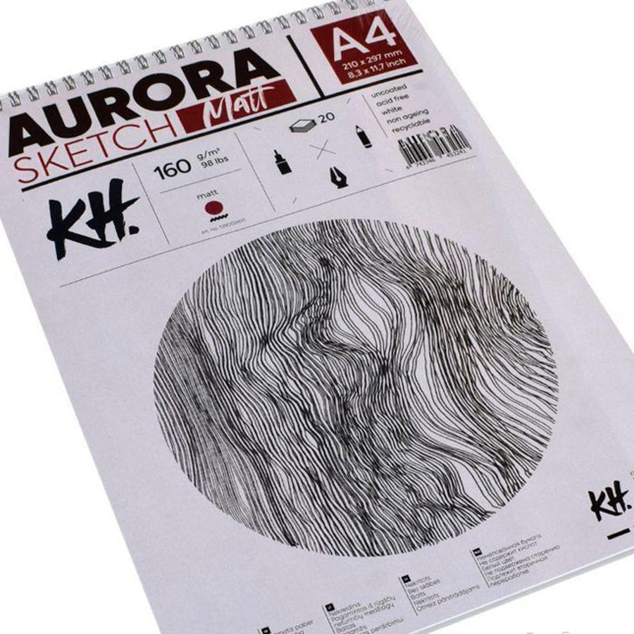 изображение Альбом-склейка для скетчей aurora smooth&matt 160гр/м, целлюлоза 100%, а4, 20л