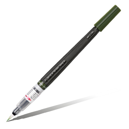 фотография Ручка кисть с краской pentel colour brush оливковая