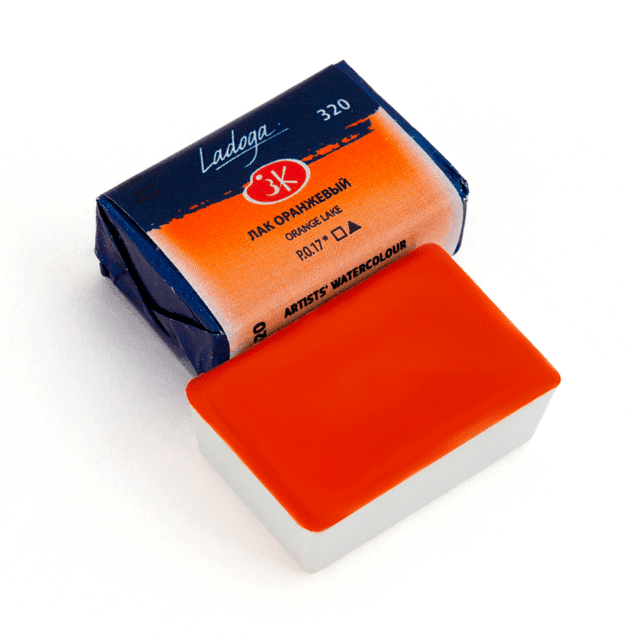 изображение Краска акварельная ладога, лак оранжевый, кювета