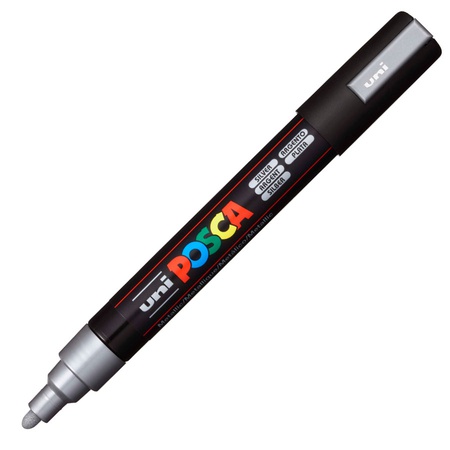 фотография Маркер posca pc-5m, серебряный,1.8-2.5мм, пулевидный наконечник