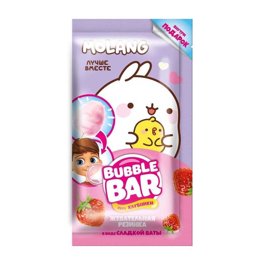 картинка Жевательная резинка в виде сладкой ваты  с подарком molang bubble bar, 5г