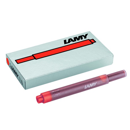Набор чернильных картириджей для перьевой ручки Lamy T10, цвет - красный, 5 шт