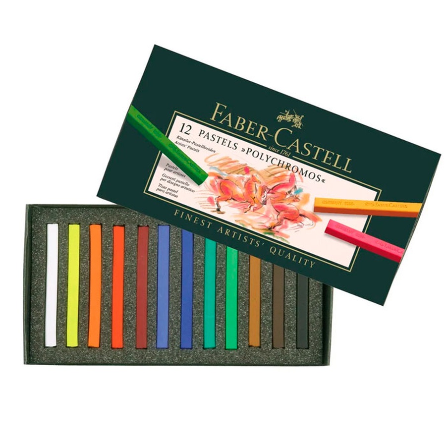 изображение Набор профессиональной пастели faber-castell серия polychromos 12 цветов в картоне