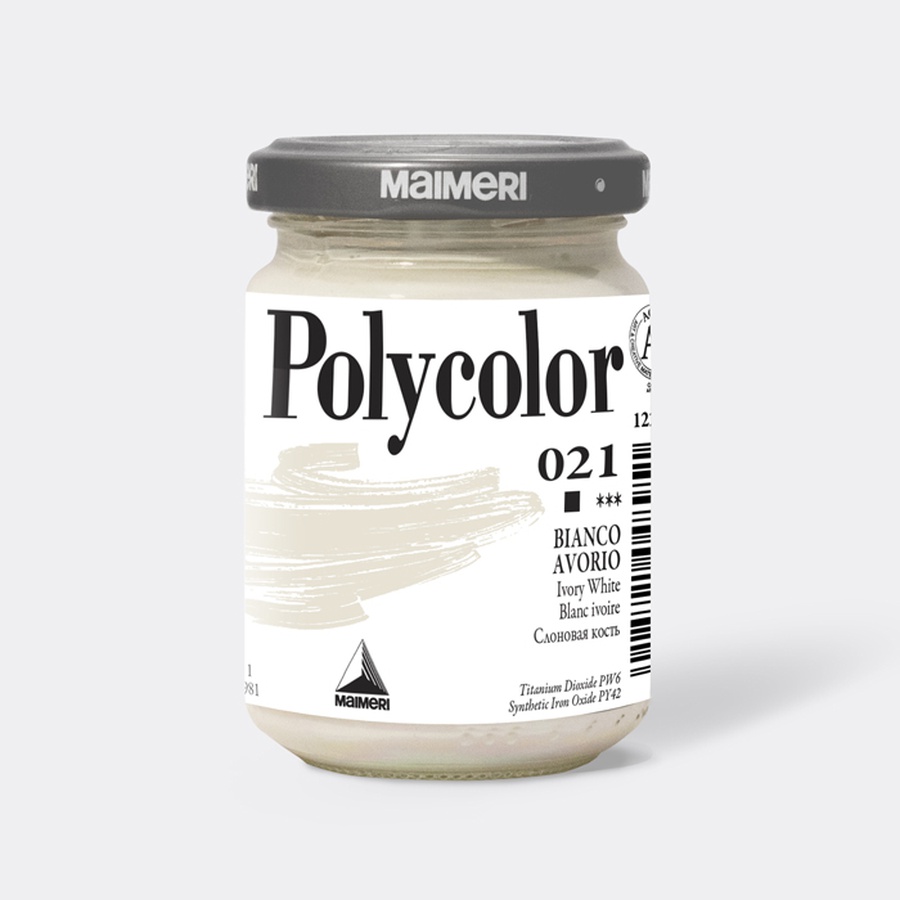 картинка Краска акриловая maimeri polycolor, банка 140 мл, слоновая кость