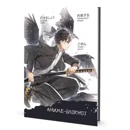 изображение Блокнот аниме (мальчик с мечом и воронами, темно-серый)
