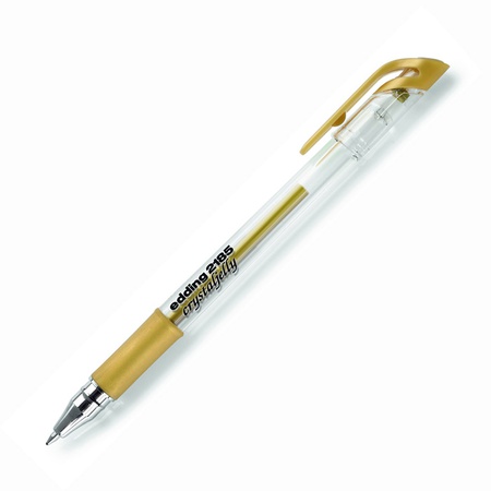 Гелевая ручка Edding 2185, 0.7 мм, золотой металлик 53 Яркие гибридные пигментные чернила не выцветают и не смываются. Чернила обеспечивают мягкое пи…