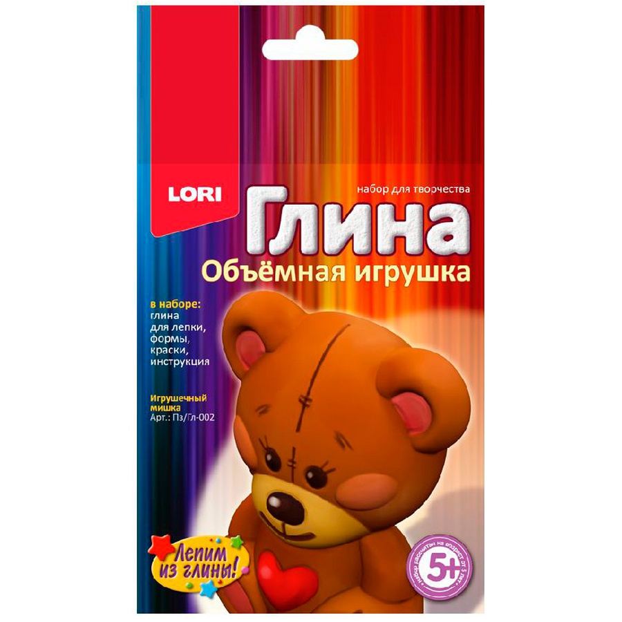 картинка Набор для творчества lori игрушка объёмная из глины игрушечный мишка