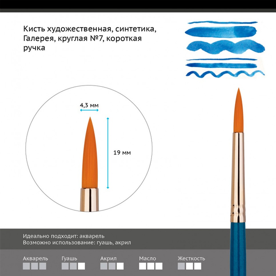 картинка Кисть синтетика гамма "галерея", круглая №7