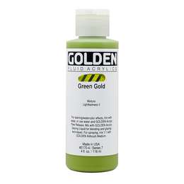 картинка Краска акриловая golden fluid, банка 118 мл, № 2170 золото зелёное