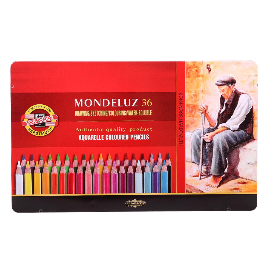 изображение Набор акварельных карандашей mondeluz koh-i-noor, 36 цветов, в жестяном пенале