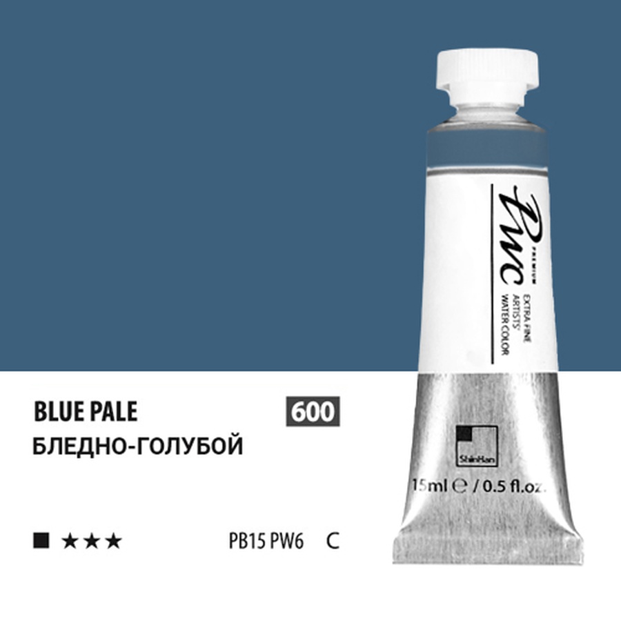 изображение Краска акварельная shinhanart pwc, туба 15 мл, 600 бледно-голубой c