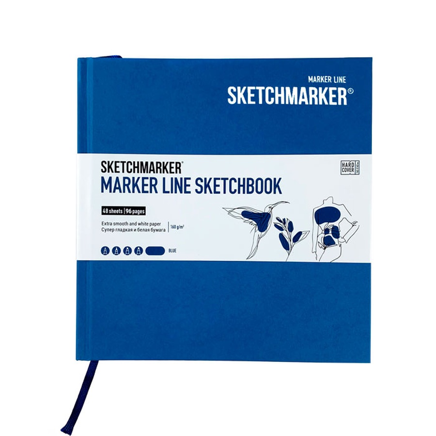 картинка Скетчбук sketchmarker marker line 160г/м2 163х163мм 48л тв. обложка, цв.синий