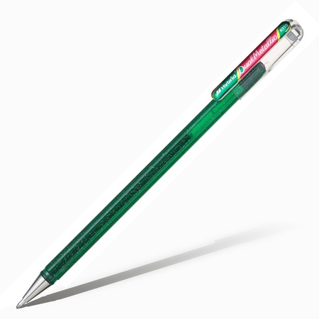 картинка Ручка гелевая pentel hybrid dual metallic 1 мм, зеленый + красный металлик