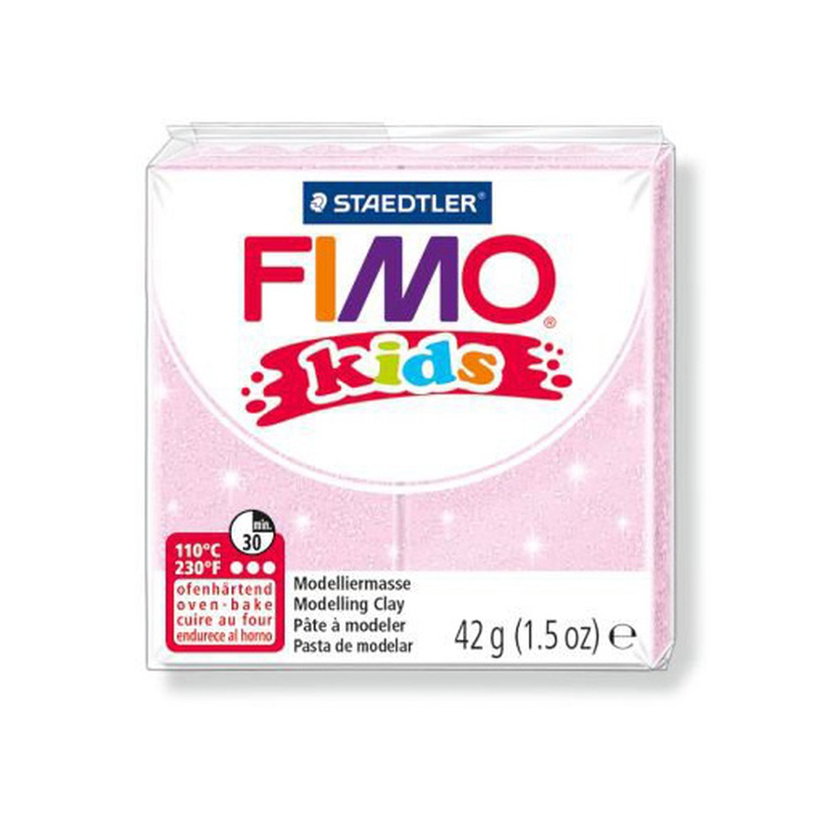 картинка Глина полимерная fimo kids, брусок 42 г, перламутровый светло-розовый 206