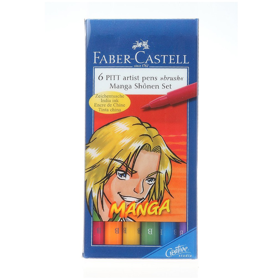 картинка Набор капиллярных ручек faber-castell color brush pen manga 6 цветов