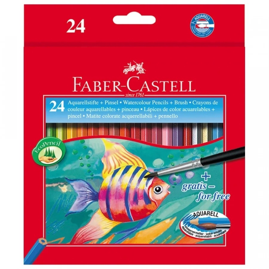 фотография Акварельные карандаши faber-castell в наборе 24 цвета + кисть