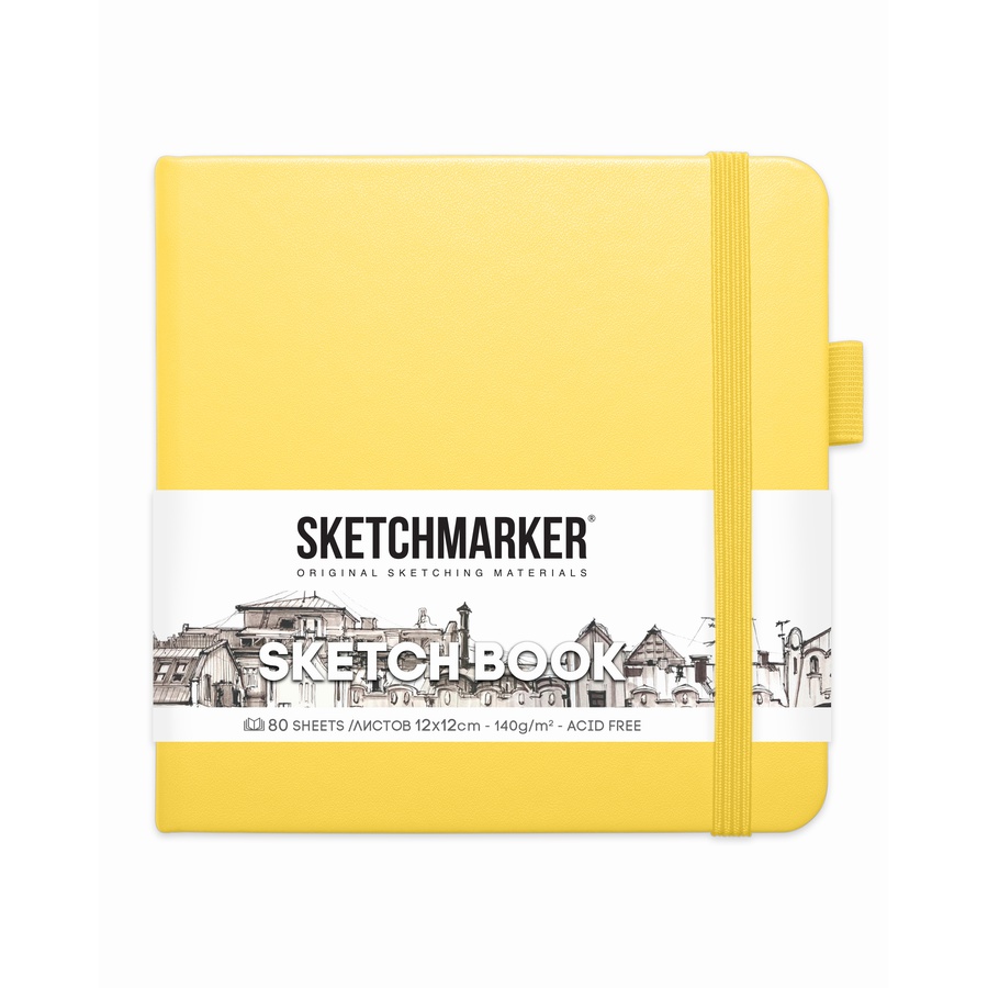 картинка Блокнот для зарисовок sketchmarker  12*12 см 80л лимонный