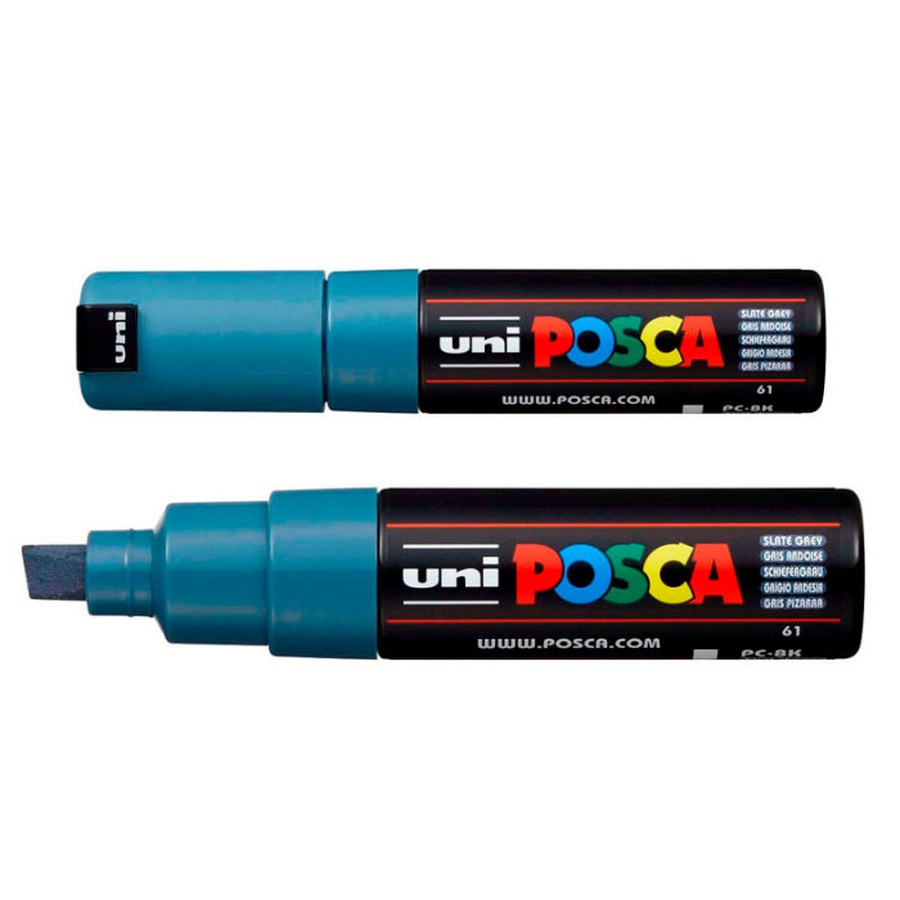 картинка Маркер posca сине-серый, до 8.0 мм, скошенный наконечник