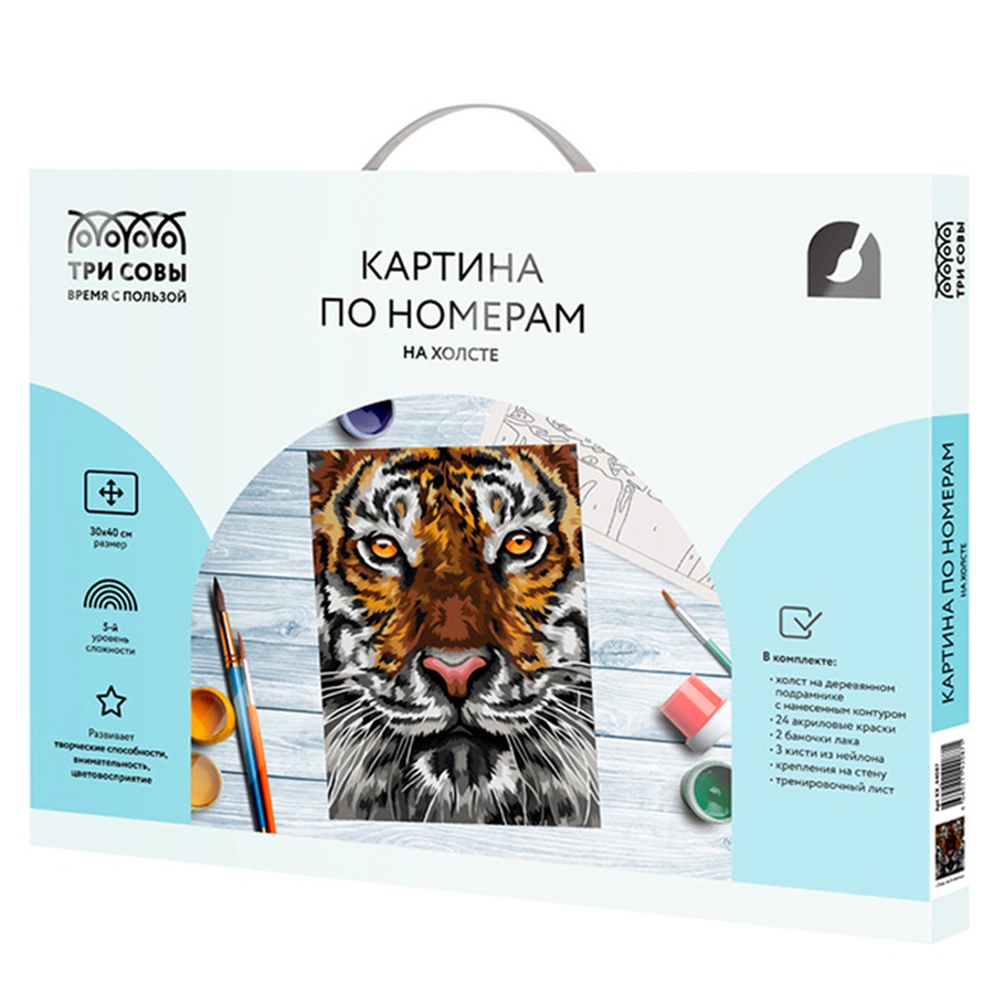 фотография Картина по номерам на холсте "тигриный взгляд", 30*40 см