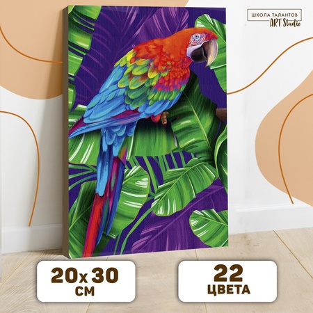 изображение Картина по номерам на холсте с подрамником «попугай» 20х30 см