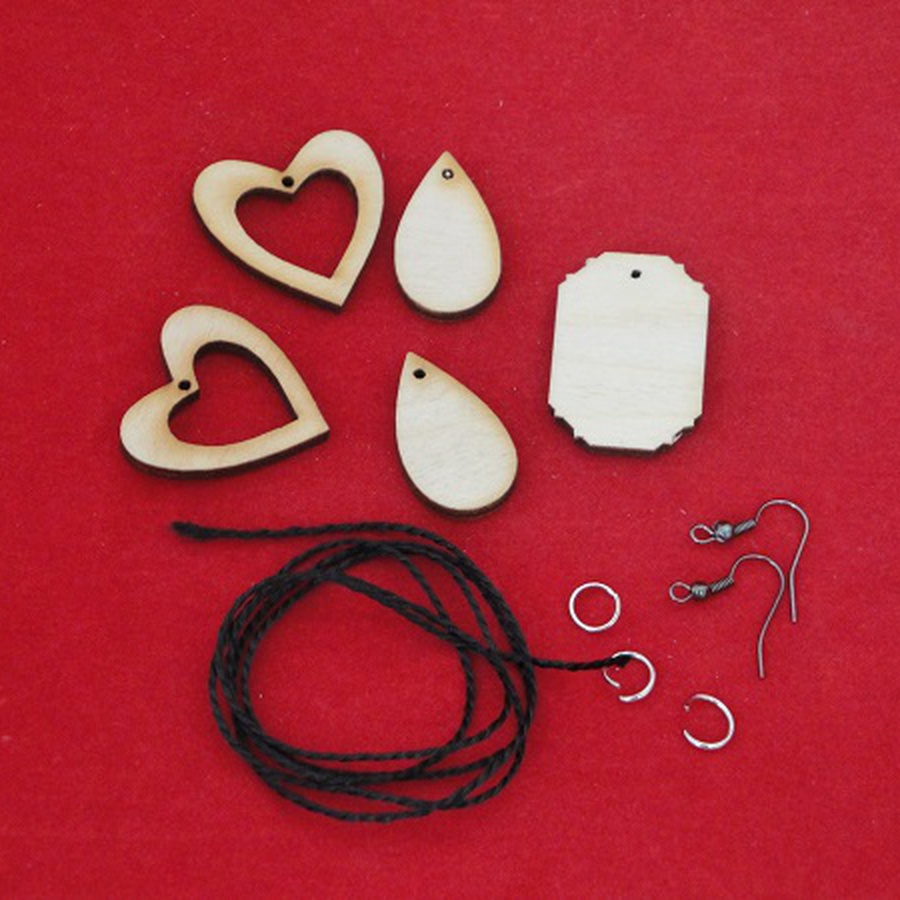 изображение Комплект серьги с кулоном, сердце-капля