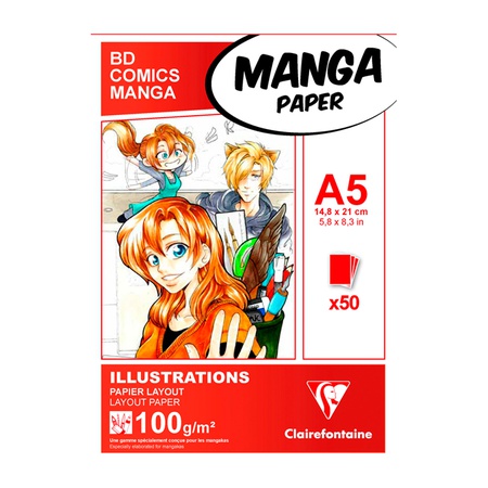 фотография Скетчбук для маркеров склейка clairefontaine "manga illustrations" a5, 50 листов, 100 г/м2