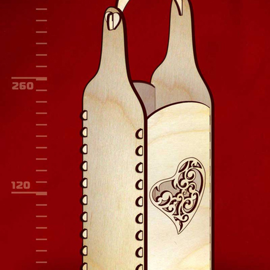 фотография Заготовка деревянная для подставки под бутылку с декором резное сердце