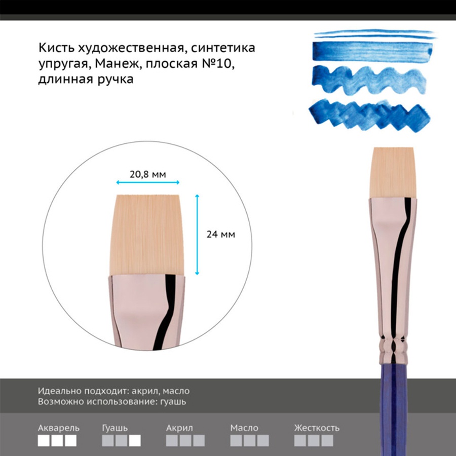 изображение Кисть синтетика упругая гамма "манеж", плоская №10