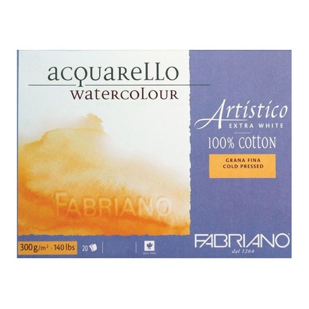 изображение Склейка для акварели fabriano artistico extra white 30х45 см, 300 г/м2, 100% хлопок, 20 листов, фин