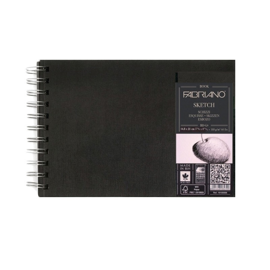 картинка Блокнот для зарисовок fabriano sketchbook ландшафт 110 г/м2, 14,8x21 см, мелкозернистая, 80 листов, спираль
