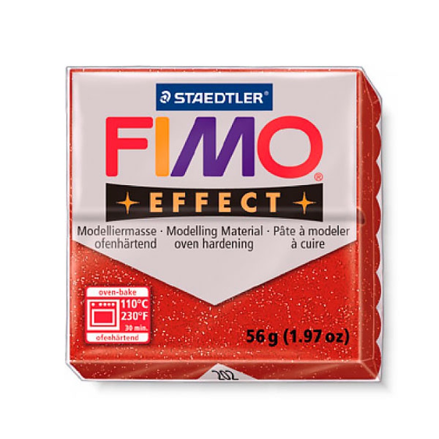 фотография Глина полимерная fimo effect 56 г, красный металлик 202