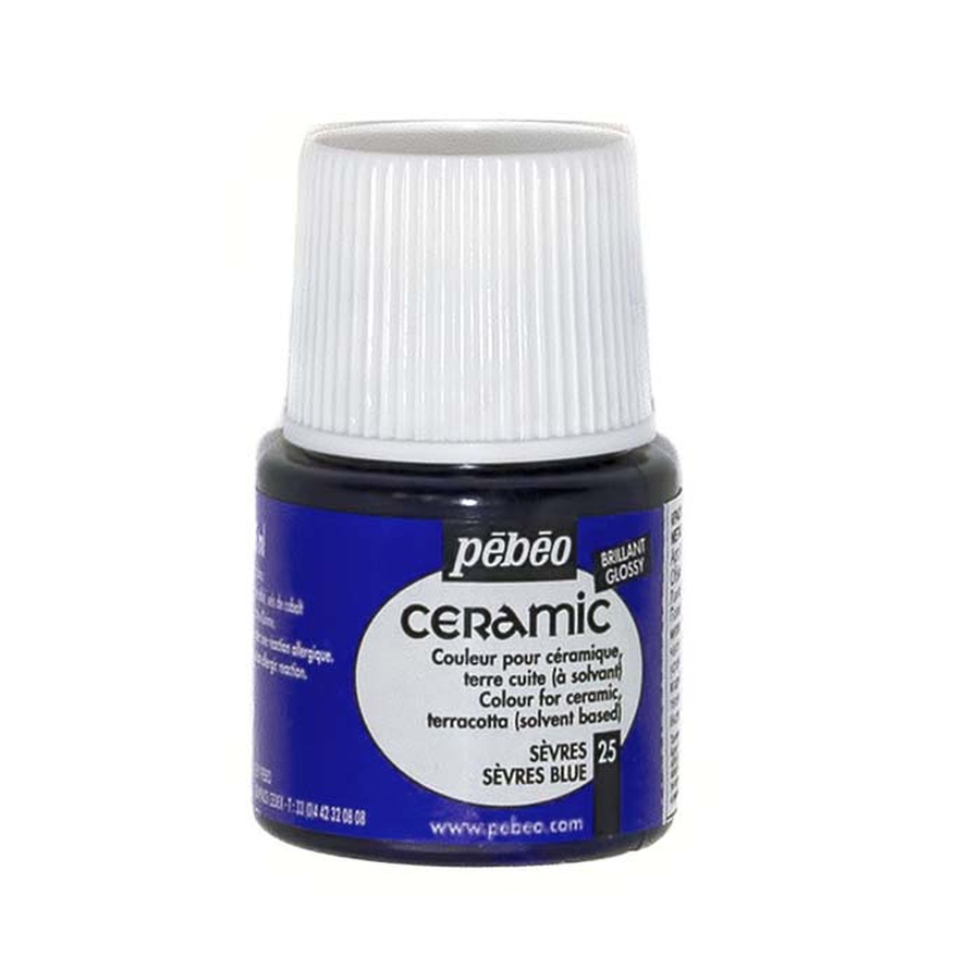 фото Краска по стеклу и керамике pebeo ceramic, цвет - синий, 45 мл