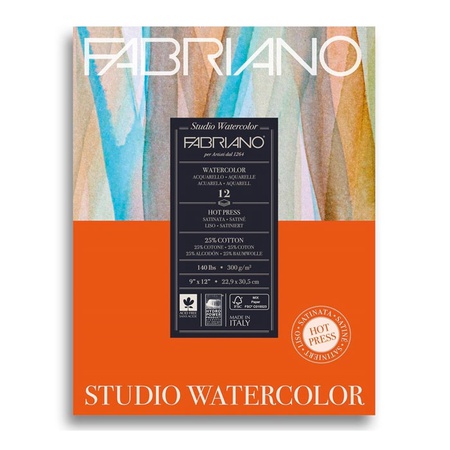 фото Альбом склейка для акварели fabriano watercolour studio 300 г/м2, 22,9x30,5 см, сатин, 12 листов
