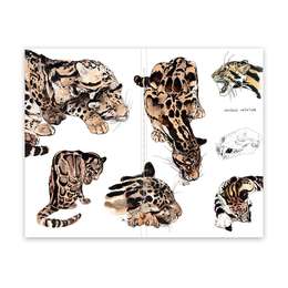 фото Скетчбук maxgoodz pocket fox and owl a6, 32 листа, 100 г/м2, дымчатый леопард