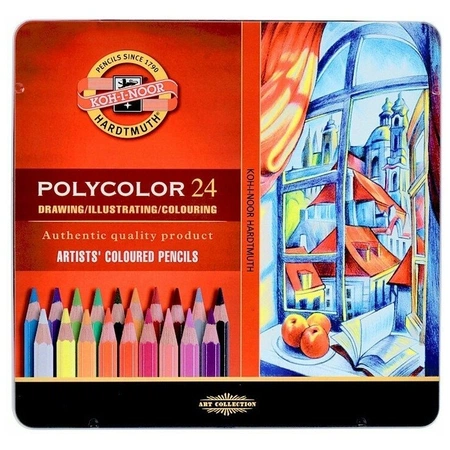 картинка Набор цветных карандашей polycolor koh-i-noor, 24 цвета, в металлическом пенале