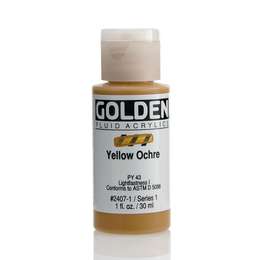 фотография Краска акриловая golden fluid, банка 30 мл, № 2407 охра жёлтая